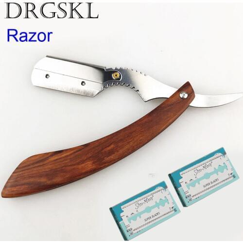 Stainless steel mens replaceable blade shaving razor rosewood handle razor shaving professional barber shaver portable razor