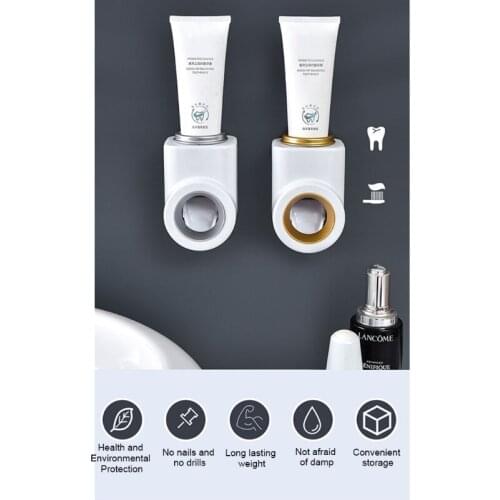 Round Mouth Toothpaste Dispenser Wall Mounted for Family Shower Bathroom Automatic Toothpaste Squeezer Hands Free Quick PXPC