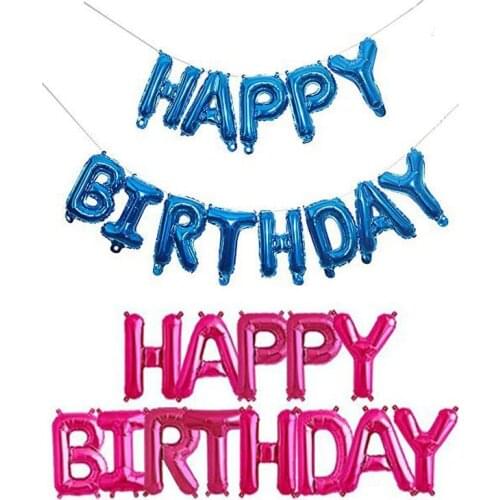 New 5sets/lot blue/rose happy birthday letters foil balloons air-filled ballon 1st 18 Bday party decorations adult/kids supplies