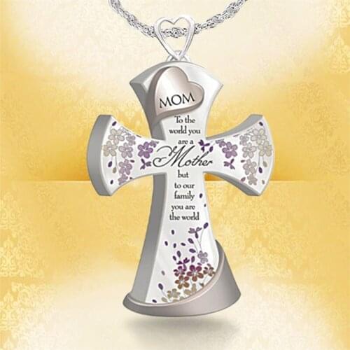 Halloween Necklace for Women Cross Christian Mother Flower Indie Accessories for Women Cross Necklace Wholesale Pendant Necklace