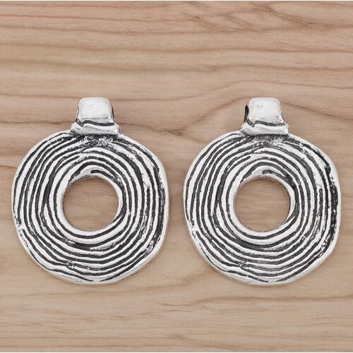 2 Pieces Large Donut Open Spiral Swirl Vortex Charms Pendants 2 Sided for Necklace Jewellery Making Findings