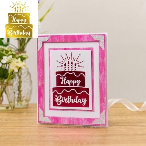 Happy Birthday Candles Shining Cake Hot Foil Plates DIY Paper Leather Craft Making Template 2020 Hot Sale