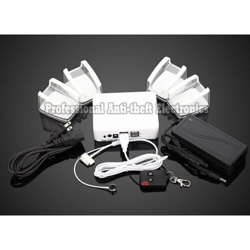 4 port Cell Phone Security Display Alarm with USB charger wire&Acrylic stand&remote controller free shipping