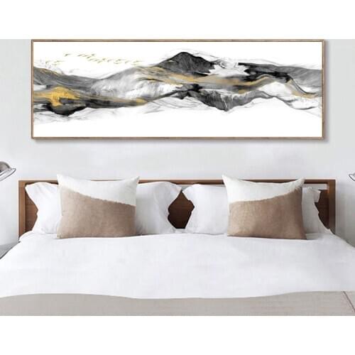 Modern Abstract Landscape Oil Painting on Canvas Golded Mountains Posters and Prints Wall Art Picture for Living Room Home Decor