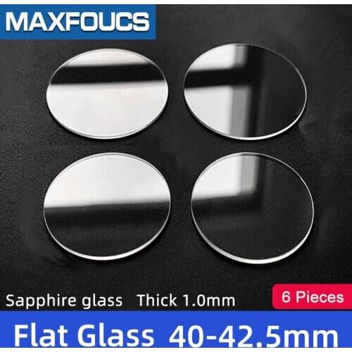Watch Glass Thick 1.0 mm Diameter 40-42.5 mm FLat Sapphire Anti-scratch Smooth Round Transparent Crystal ，6 pieces Suit