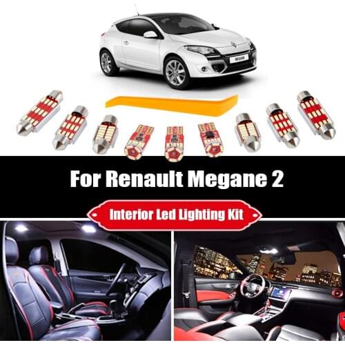10pcs For 2003-2008 Renault Megane II 2 MK2 Canbus Error Free LED Bulbs Reading Dome Trunk Light Interior Kit License Plate Lamp