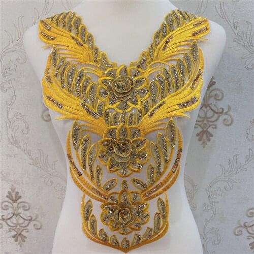 14colors Wing design 3D Sequin Flower Iron on Applique Embroidered Patches For clorhes DIY