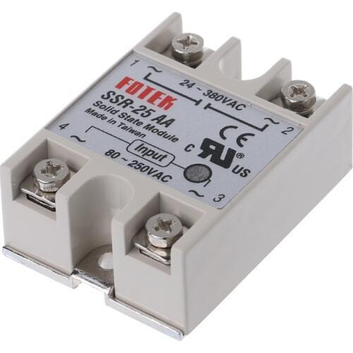 Solid State Relay Module SSR-25 AA 25A 250V 80-250V AC Input 24-380V AC Output network filter