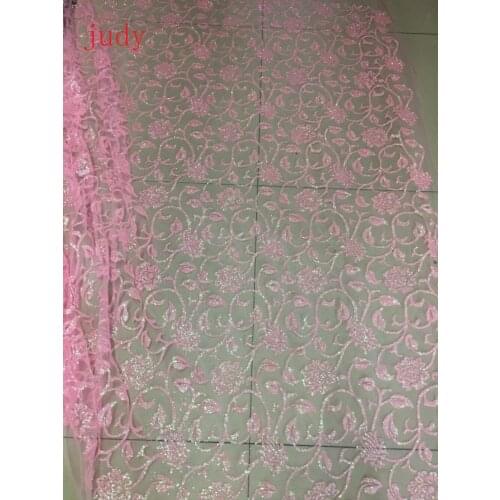 Stock 5yards/bag CH113# Pink wedding fabric flash powder process fluorescent color flowers used for wedding Free shipping