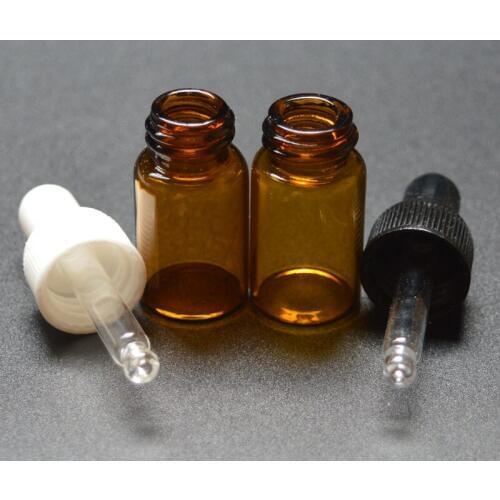 10pcs Mini Amber 3ml Glass Dropper Bottle with Pure Glass Dropper Perfume Sample Tubes Essential Oil liquid Vial Free Shipping