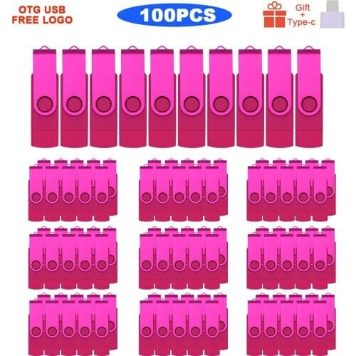 100pcs/lot free logo USB 2.0 USB flash drive Black OTG for smartphone PC 8GB 16GB 32GB 64GB pendrives USB stick Pink pen drive