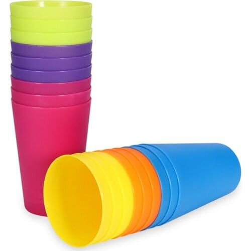 18pcs/set Plastic Rainbow Cups Mugs Portable Reusable Picnic Travel Drinking Cup Home Party Kids Drinking Water Mug 6 Colors