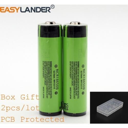 2PCS/Lot New Original High quality NCR18650B 3.7V 3400mAh 18650 Rechargeable Li-ion Battery with PCB Protected with box gift
