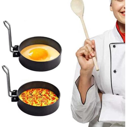 2pcs Stainless Steel Round Non-Stick Shaper Frying Pan Ring Mold Accessory Kitchen Utensils Egg Ring Mold