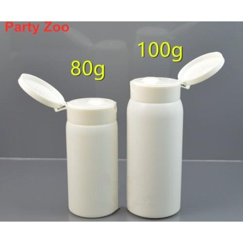 200 X 80ML/100ML White Color PE Powder Bottle With Easy Flip Cap Empty Refillable Pearl Essence Bottles Wholesale