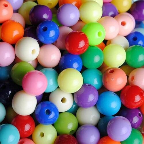 23 Colors Acrylic Jelly Beads 6mm 8mm 10mm 12mm 14mm 16mm 18mm 28mm Round Solid Gumball Necklace Jewelry Beading Material