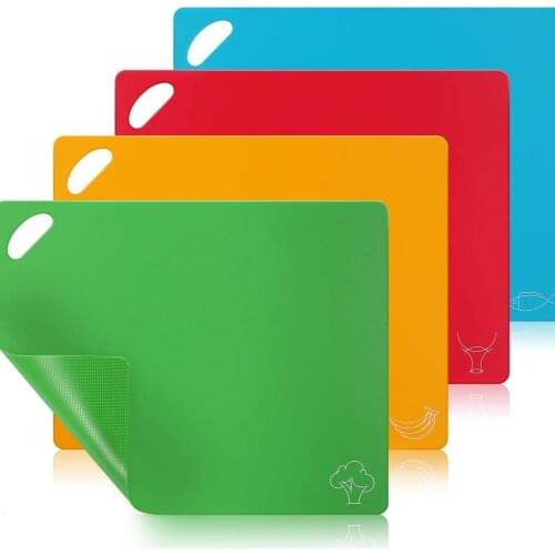 4PCS 38x30.5cm Flexible Non-slip Rectangle Plastic Cutting Mats Chopping Block Back food cutting board Cutting Kitchen Tool