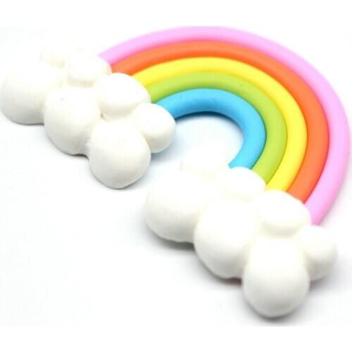 40pcs bulk 52mm Polymer Clay Rainbow with Chunky Clouds Polymer Clay Flatback Cabochons quality hand made pendant