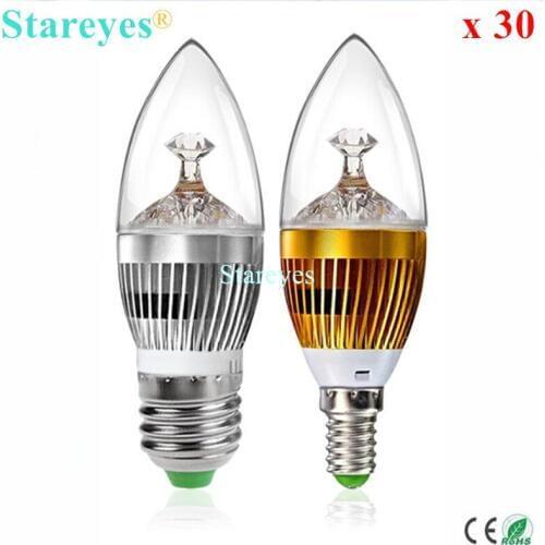 Free shipping 30 pcs Dimmable 3W 4W 5W E14 E27 LED Candle Light Droplight Bulb Ceiling chandelier lamp spotlight lighting