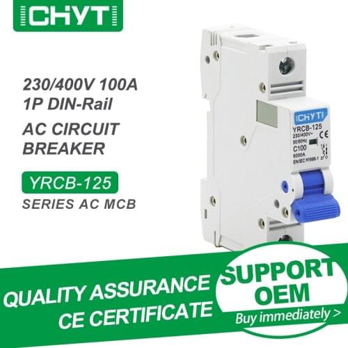 Free Shipping CHYT YRCB-125 1P 2P Household Din Rail AC 230/400V 100A 125A 6KA Air Switch Mini Circuit Breaker MCB