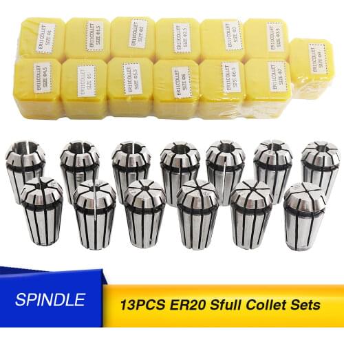 Free shipping ER20 (1-13mm)13pcs beating 0.1mm precision spring collet for CNC milling lathe tool and spindle motor
