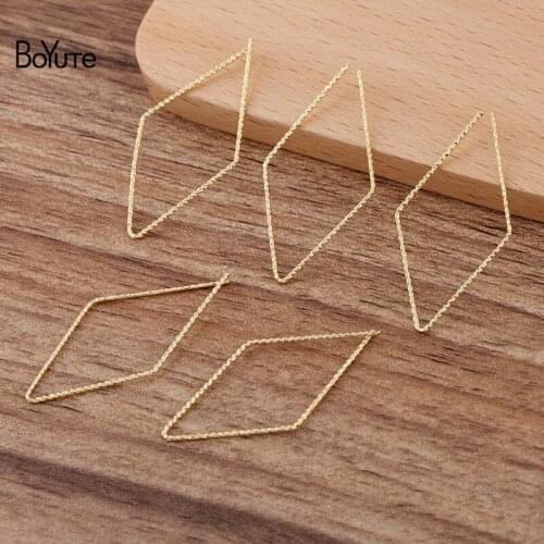 BoYuTe (100 Pieces/Lot) 1*21*42MM Metal Brass Open Rhombus Hoop Materials Hand Made Diy Jewelry Accessories Parts