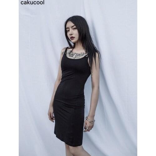 Cakucool 2019 new spring and summer dark wind sexy simple fashion slim sling slim bottoming dress
