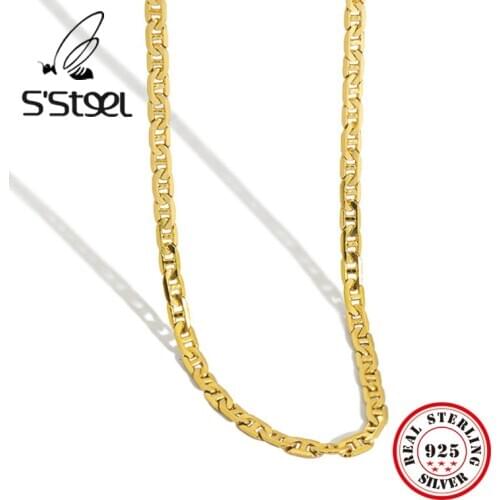 SSTEEL Korean Necklaces 925 Sterling Silver Chain Short Gold Designer Necklace Bijoux Argent 925 Massif Pour Femme Fine Jewelry