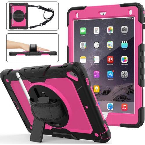For iPad 6th/5th Generation Case 360 Rotating Hybrid Armor Case Stand Pencil Holder Screen Protector for iPad 9.7 2018 Air 2
