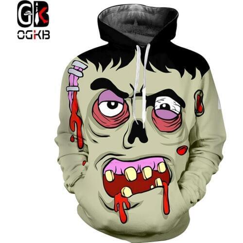 CJLM Fashion Halloween Ugly Zombie Face Hoodies Street Wear Sweatshirt Best Selling Wholesale 6XL 3D Printed Clothing