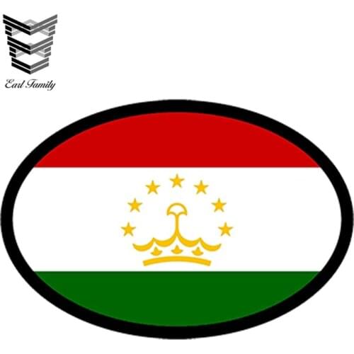 EARLFAMILY 13cm X 8.8cm Car Styling TAJIKISTAN Flag Oval CAR STICKER Bumper Decal Helmet Laptop Waterproof Windows Accessories