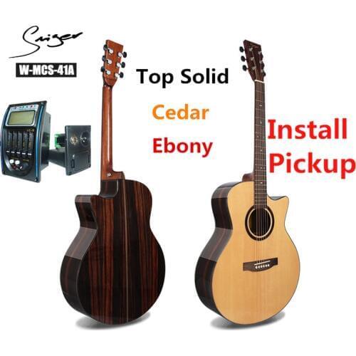 Guitar Solid Cedar Ebony Electric Steel-String 40 Inches A-Body Guitarra 6 Strings Folk Pop Cutaway Guitars Install Pickup