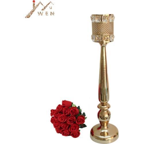 Classic Candle Holders Luxury Crystals Metal Candlestick Wedding Table Candelabra/ Centerpiece Candle Stand For Home Decora