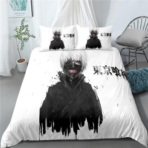 Anime Tokyo Ghoul Kids Bedding Set Boy Cartoon Duvet Cover Sets Comforter Bed Linen Gift Home Decor Twin Queen King Single Size
