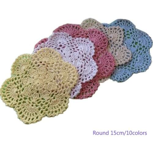 Nice DIY crochet table place mat cloth lace cotton placemat mug Cup holder Dining round coaster handmade doilies pad hot kitchen