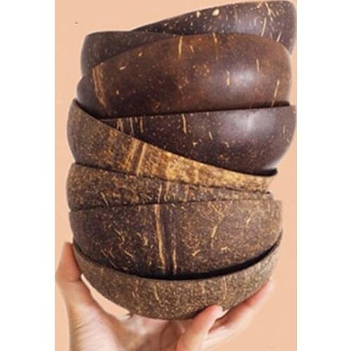 Creative Natural Coconut Wood Bowl Eco Friendly Dessert Fruit Salad Noodles Rice Ice Cream Wood Bowl Art Crafts Decoration