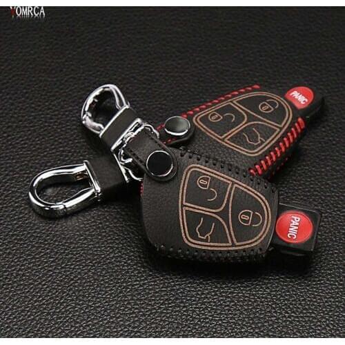 2016 Hot sale New Leather Auto Smart Car Key Case Cover keychain keyring for Benz B C E ML S CLK CL 3B 3BT AMG 3 buttons remote