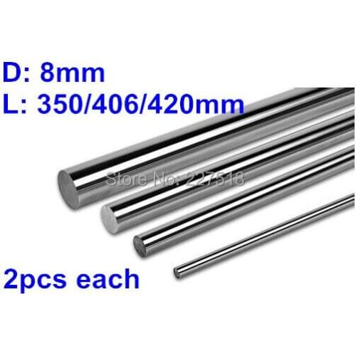 8mm L350/406/420mm Linear rail round shaft 8mm guide rail for 2pcs each length