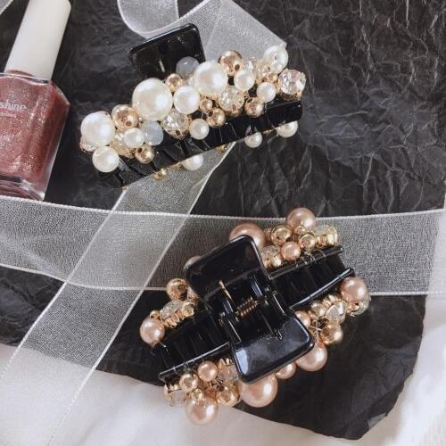 Sweet Colorful Beads Hair Claws Hairpins Rhinestone Hair Clip Crab For Women Kids Girl Hair Accessories Shiny Headwear fanssee