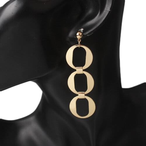 Mult-layers Round Pieces Dangle Earrings Gold Color Metal Drop Earrings for Women Heavy Punk Personality Long Hanging Earrings