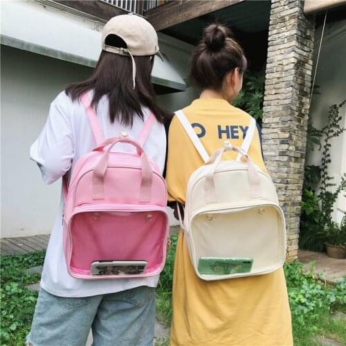 Fashion Teenage Girls Bookbag Clear Transparent Women Backpack Cute Small Ita Bags For School Mini Pink Black Schoolbags