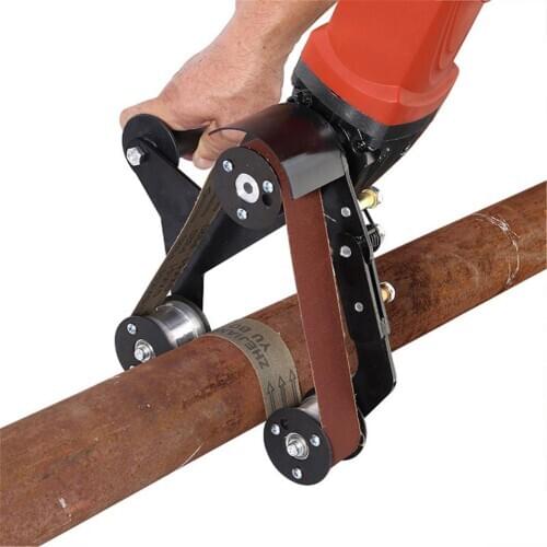 Aluminum Alloy Sanding Pipe Tube Polishing Adapter Bearing Belt Sander Attachment Professional Angle Grinder Bracket Accessories