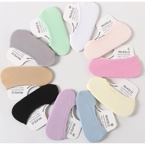 5 Pairs Candy Color Socks Women Invisible Non-slip Deodorant Boat Socks Girls Breathable Parent-child Suit Socks Slipper