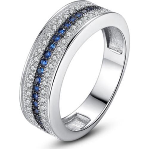 New Fashion Female Crystal Blue Geometric Stone Ring Wedding Band Promise Engagement Rings for Women Jewelry Accessories