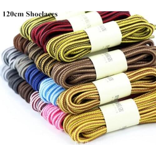 New Arrival Practical Strong 120cm Doulbe Color Stripe Round Shoelace High Quality Mountain Climbing Shoestring Shoelaces