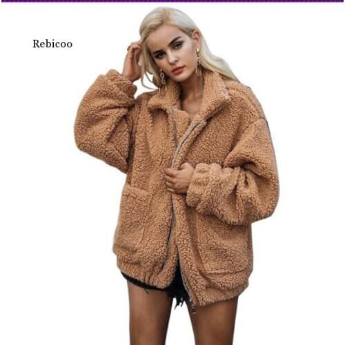 Autumn and winter coat women coat fashion plus size womens plush leather coat women casual coat women coat