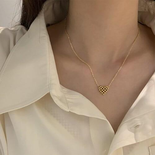 Sweet Simple Heart Shaped Pendant Stainless Steel Necklace, 2021 Korean Fashion Titanium Steel Necklace Sexy Jewelry for Women