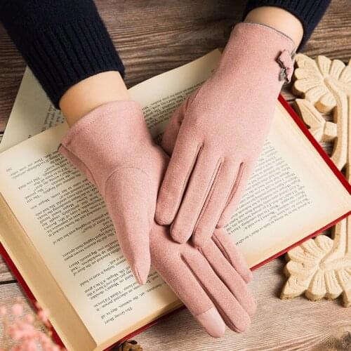 Winter Lady Gloves Windproof Touch Screen Self-Heating Casual Solid Soft Fluffy Stretch Full Finger Outdoor Soft Fluffy Gloves