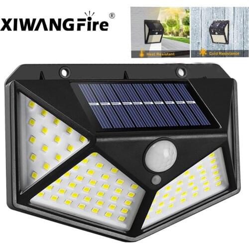 Drop Shipping 100 LED Solar Motion Sensor Light Outdoor Street for Garden Decor Sunlight Powered Waterproof Solar Wall Lamp