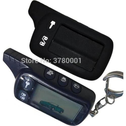 2-way TZ 9010 LCD Remote Control Key Fob +Silicone Case for Russian Tz9010 two way car alarm system Tomahawk Tz-9010 Keychain